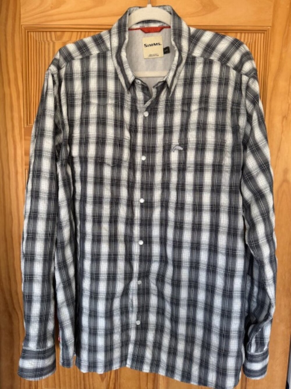 Simms Fly Fishing Shirt Mens XL Tall Plaid Button Down Vented Performance XLT